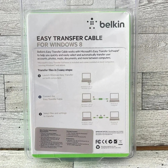 NEW SEALED Belkin Easy Transfer Cable For Windows 8 - 8 ft 2.4 m USB 2.0 - Picture 4 of 4